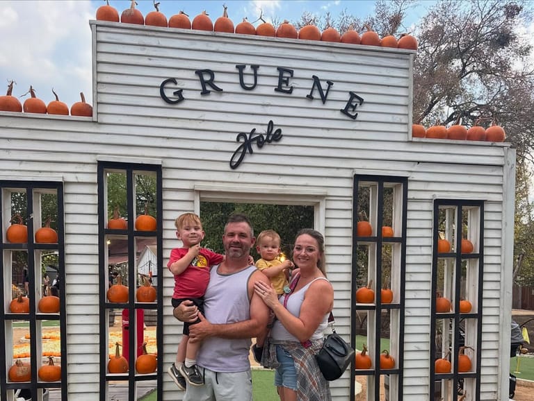 Mitch Johnson, owner of Poo Squad New Braunfels, with his family