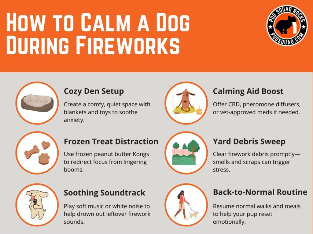 calm dog during fireworks
